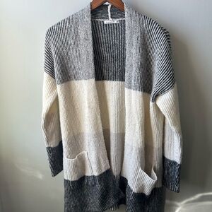 Striped Open-Front Cardigan Sweater
